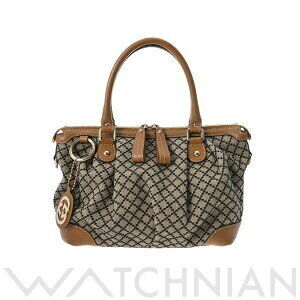 Gucci handbag Diamante Brown Beige Canvas Leather Bag